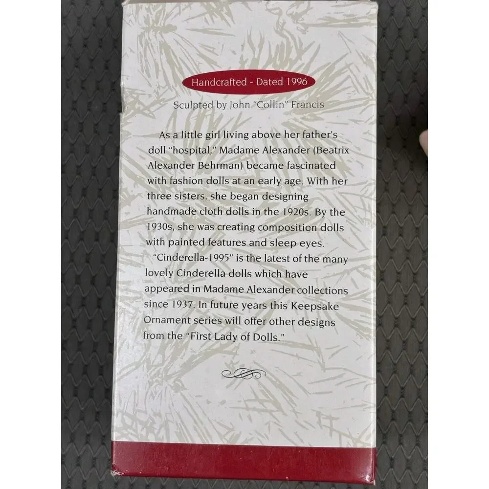 Hallmark Keepsake Cinderella Madame Alexander Christmas Holiday Ornament 1996